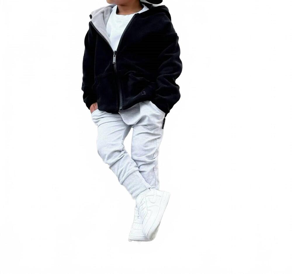 NEW LITTLE BIPSY boys reversible fleece zip hoodie in black